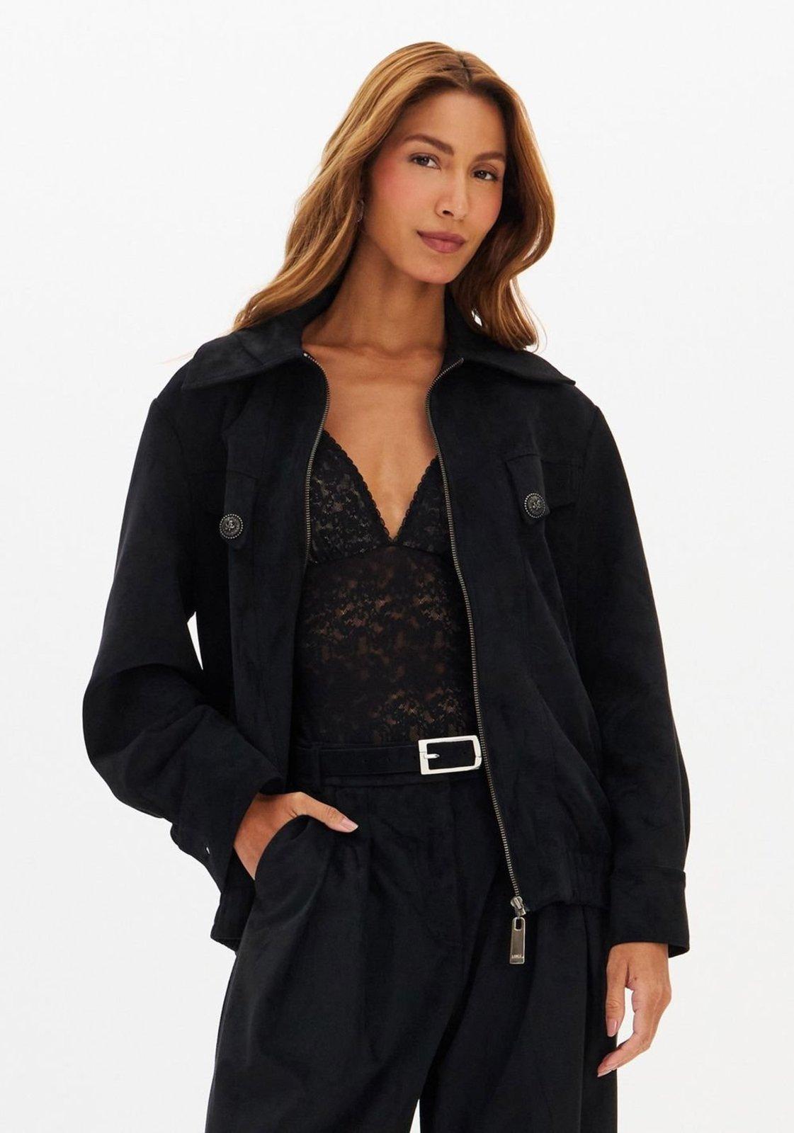Jaqueta Bomber De Suede Lança Perfume