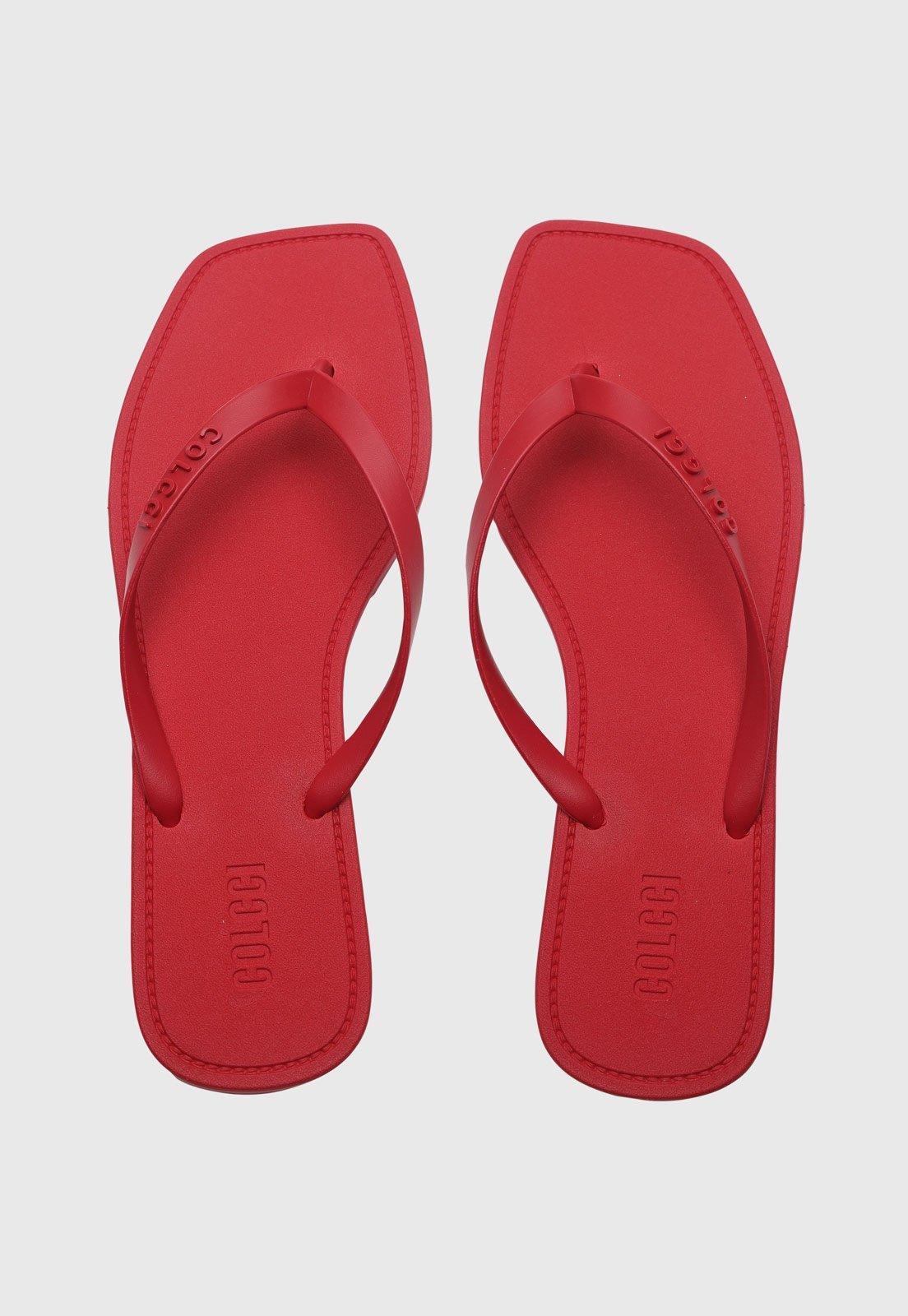 Chinelo Feminino Colcci Dedo Ponta Quadrada Vermelho