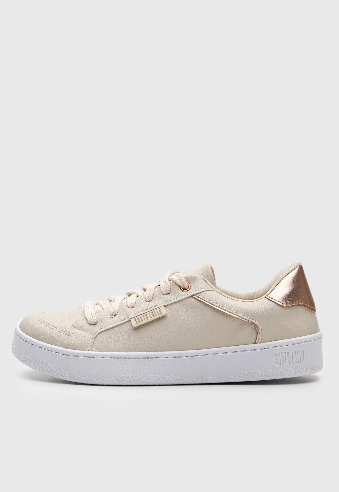 Tênis Santa Lolla Recorte Dourado Off-White