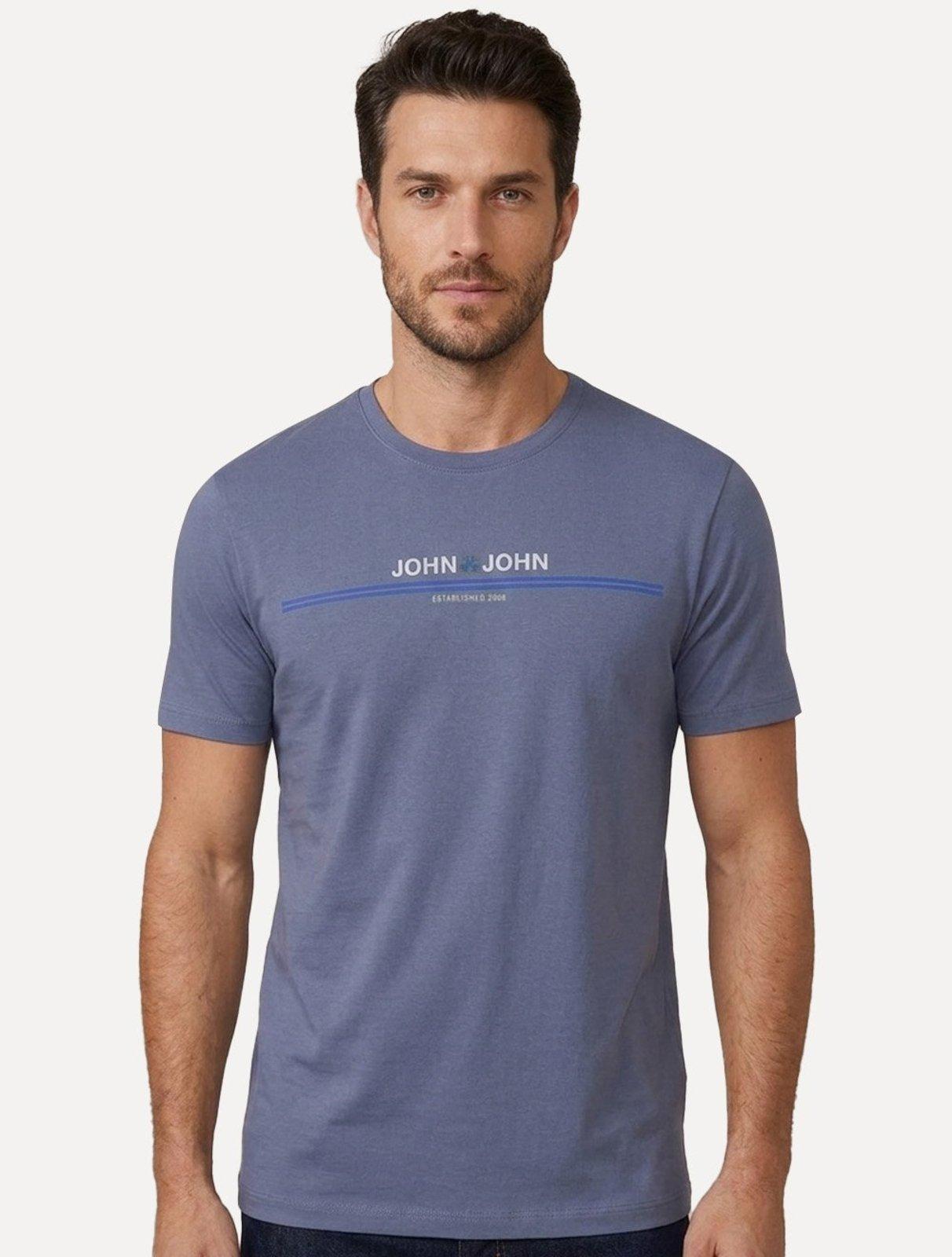 Camiseta John John Masculina Regular Fit Simple Lines Roxo Médio