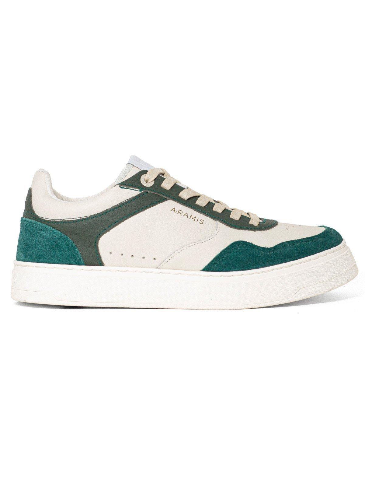 Tênis Masculino Aramis Casual Legacy Crook Nobuck Confortável Off White Verde
