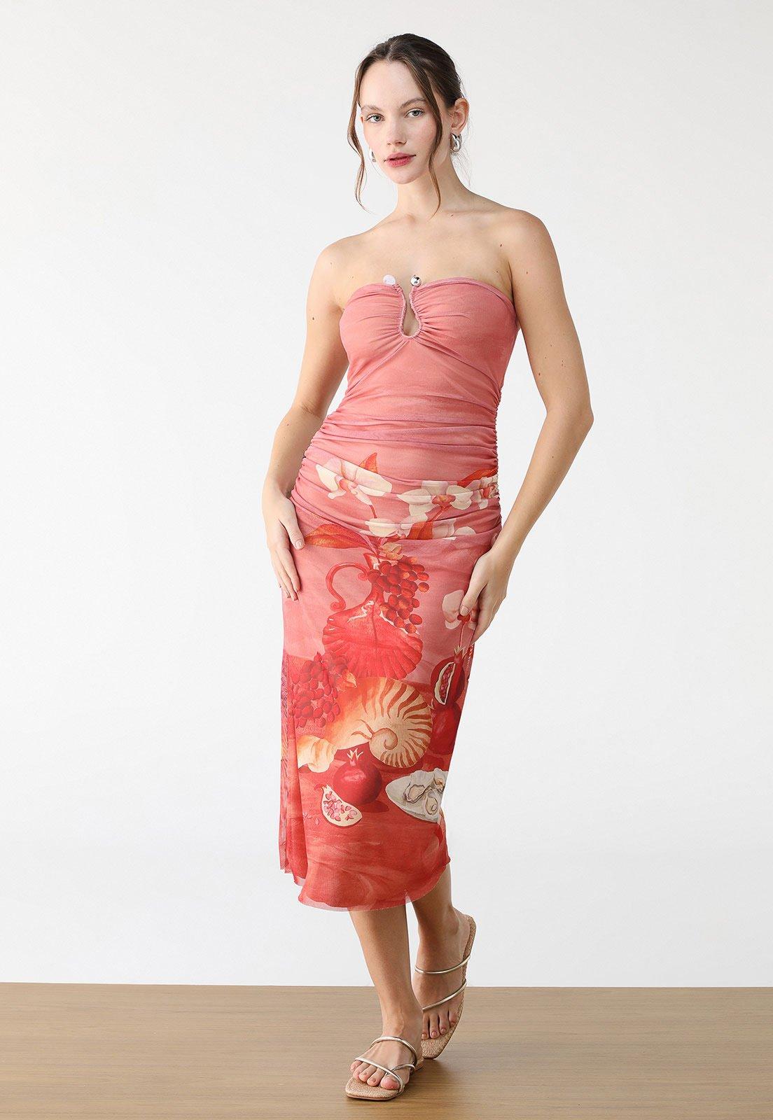 Vestido FARM Midi Afrodite Rosa