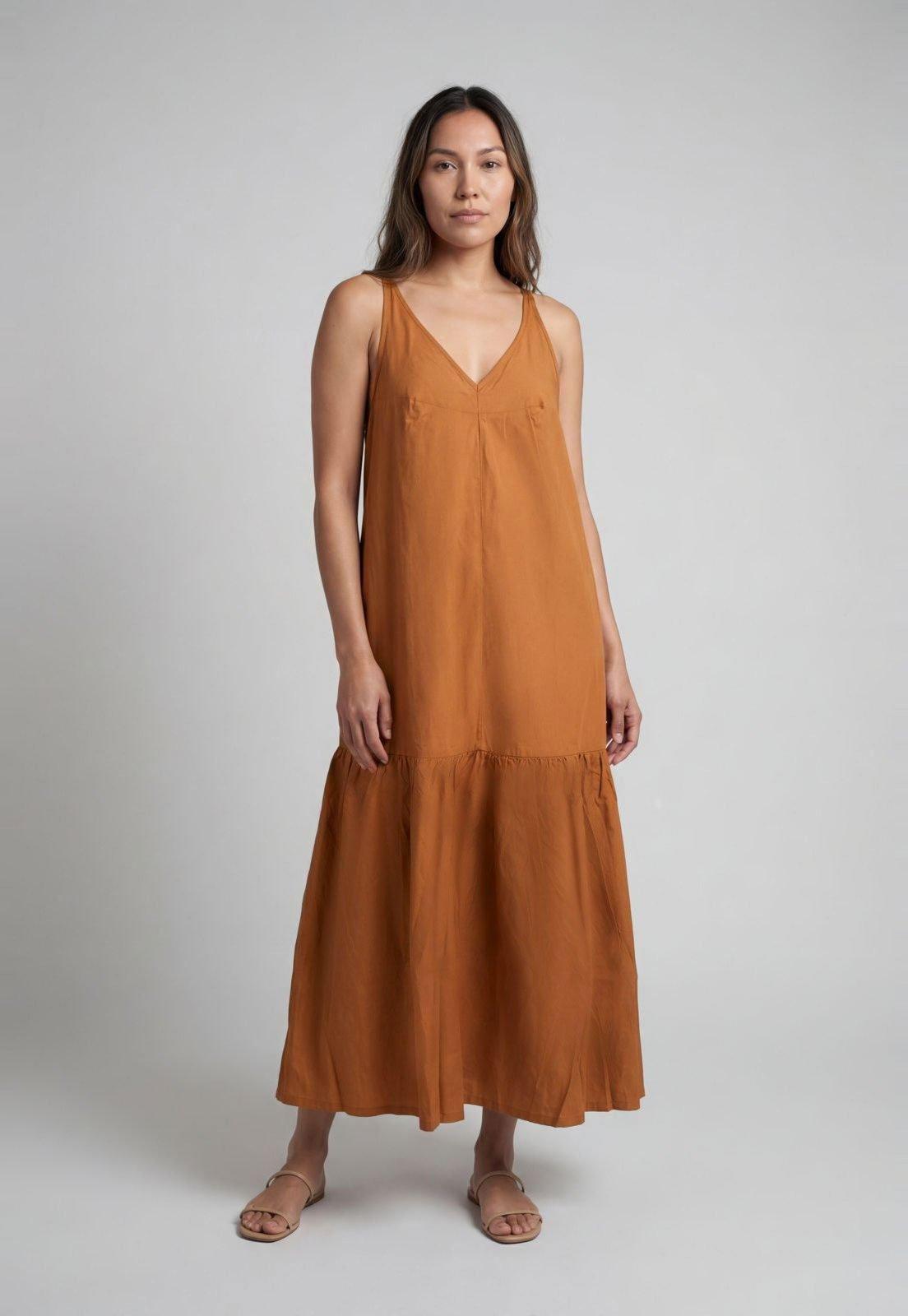 Vestido Feminino Colcci Longo Decote V Marrom