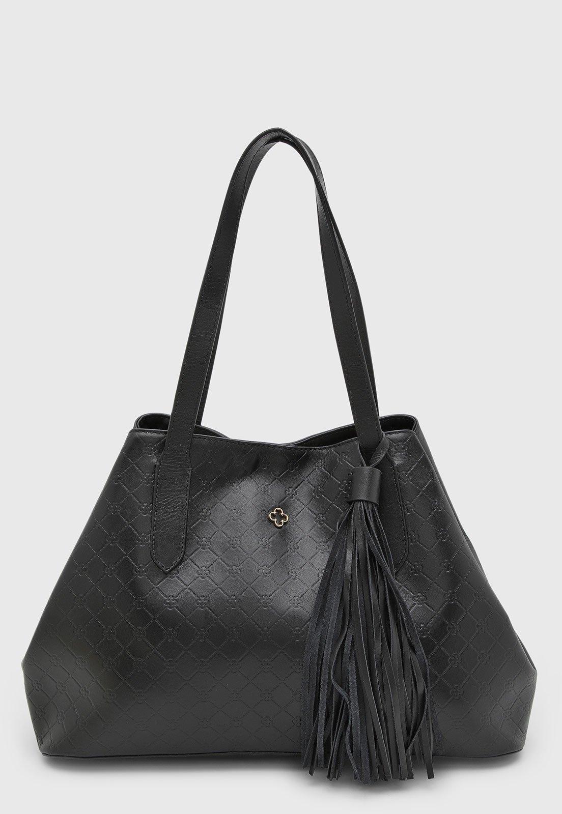 Bolsa Feminina Capodarte Tote Franjas Couro Preta