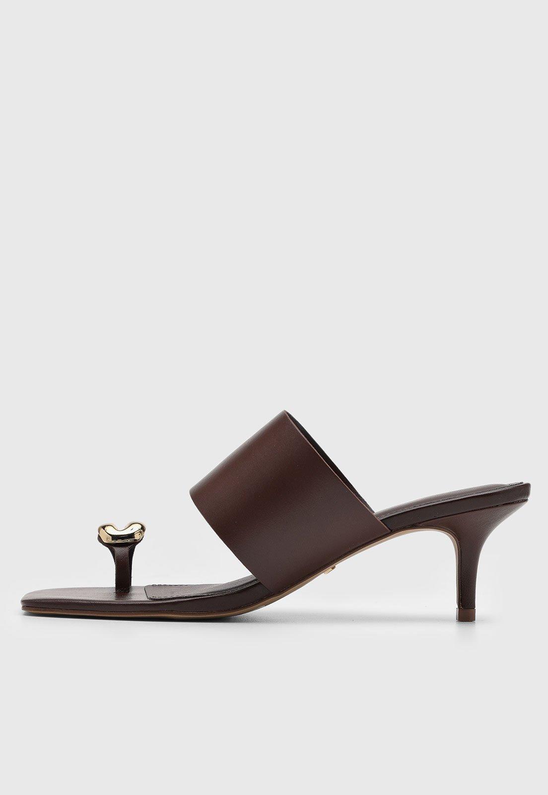 Sandália Feminina Arezzo Bico Quadrado Marrom