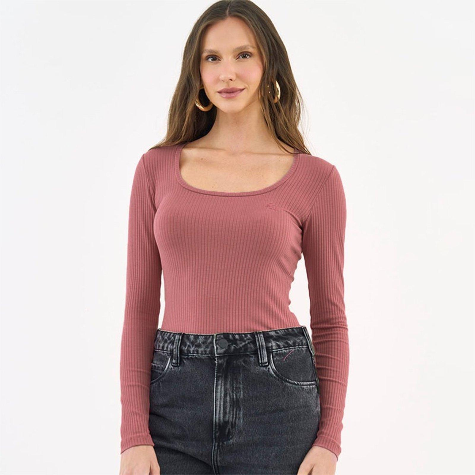 Blusa Canelado Colcci Iconic In26 Rosa Feminino
