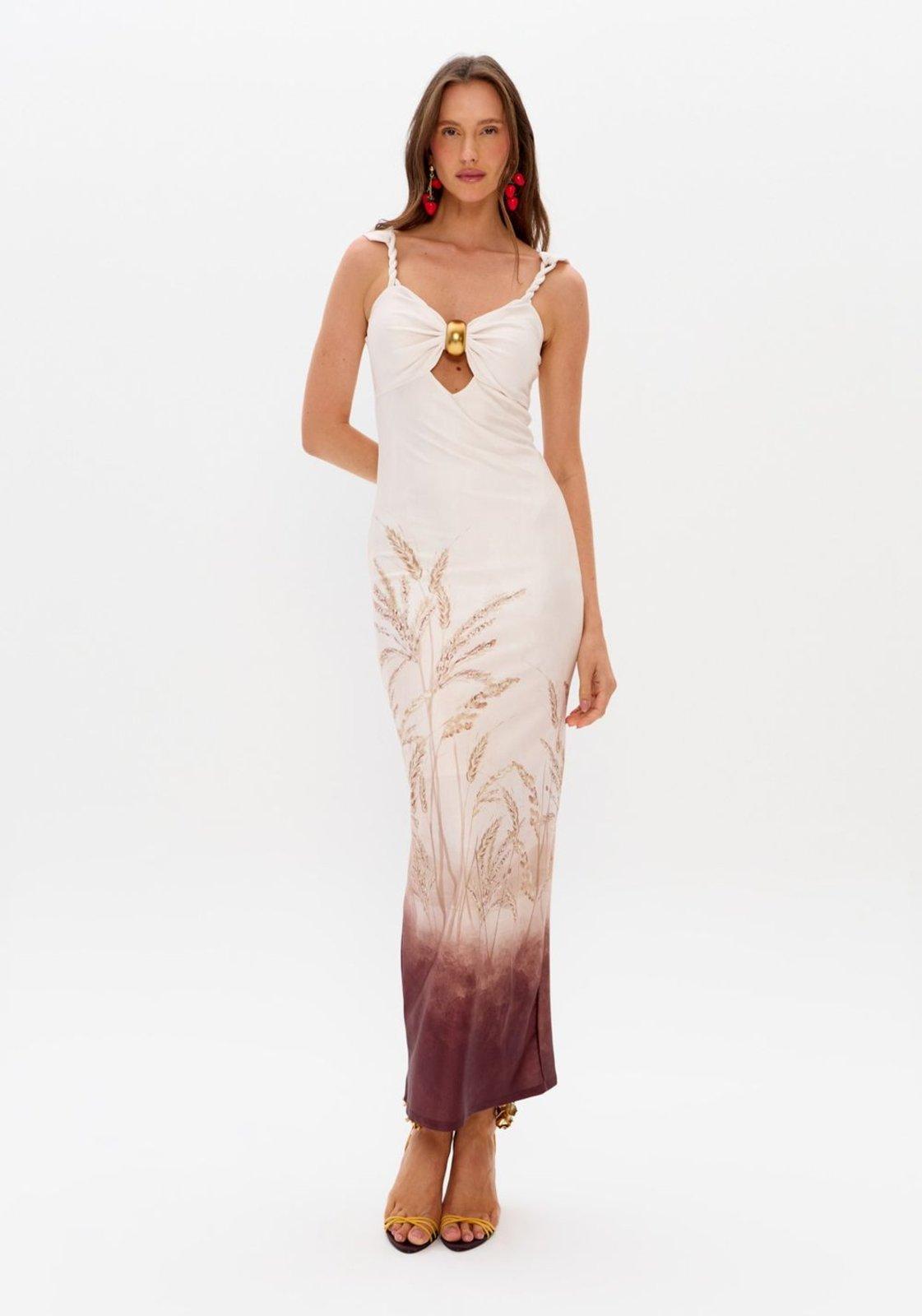 Vestido Super Midi Com Estampa Lança Perfume