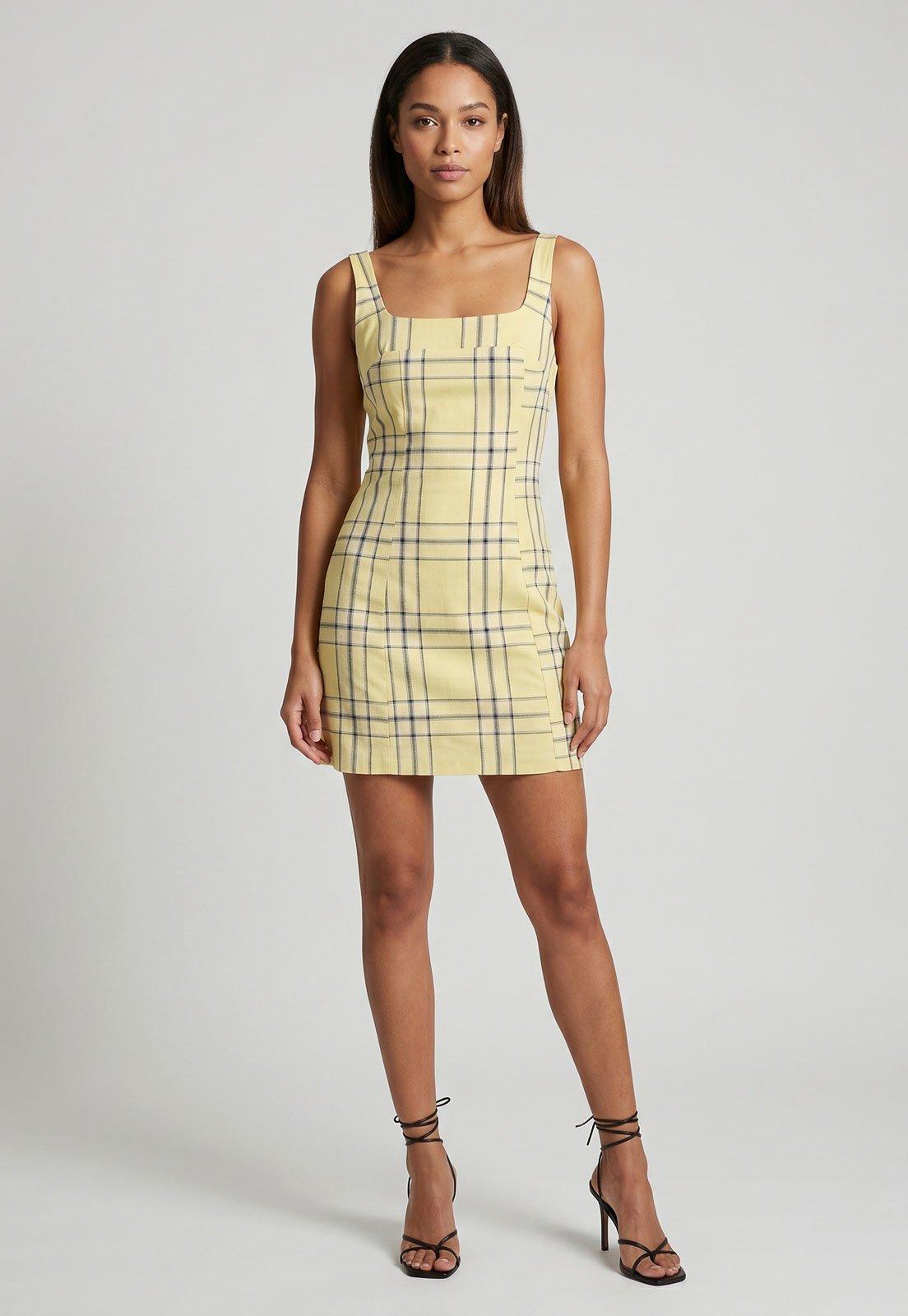 Vestido Lança Perfume Xadrez Amarelo