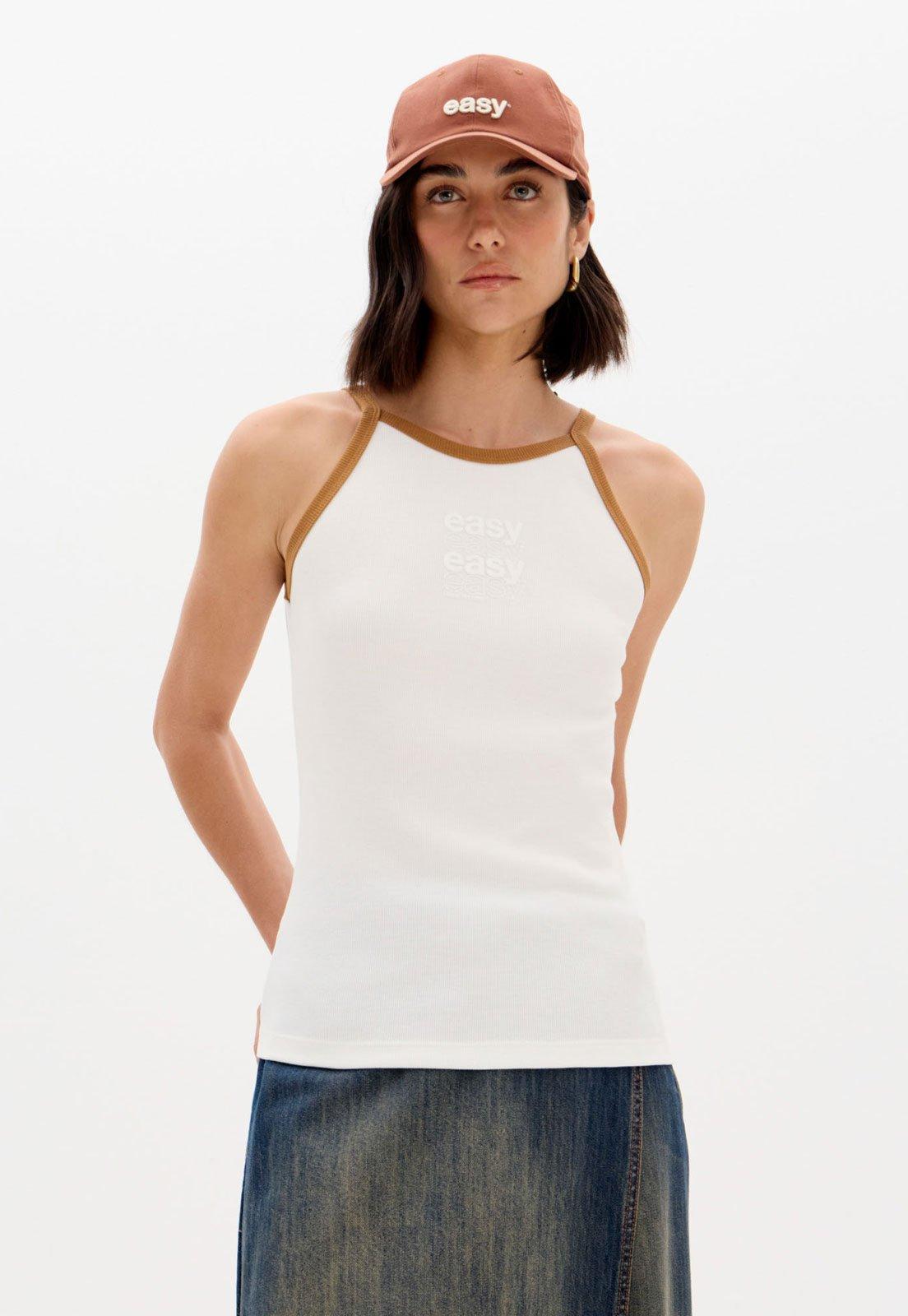 Regata Feminina Lança Perfume Halter Neck Branca