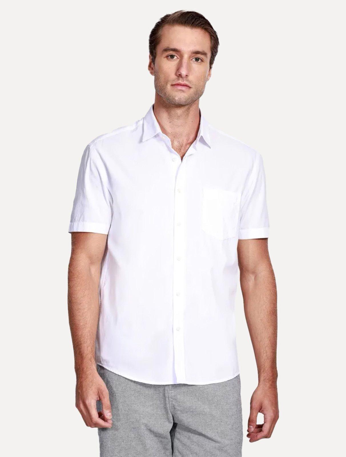 Camisa Aramis Masculina Manga Curta Regular Algodão Mescla Lotte Branca