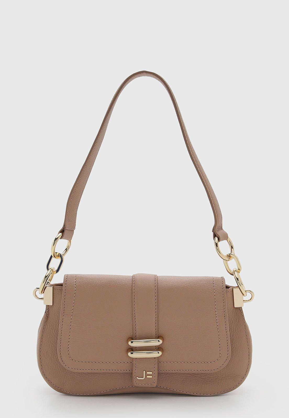 Bolsa Feminina Jorge Bischoff Couro Retangular Bege