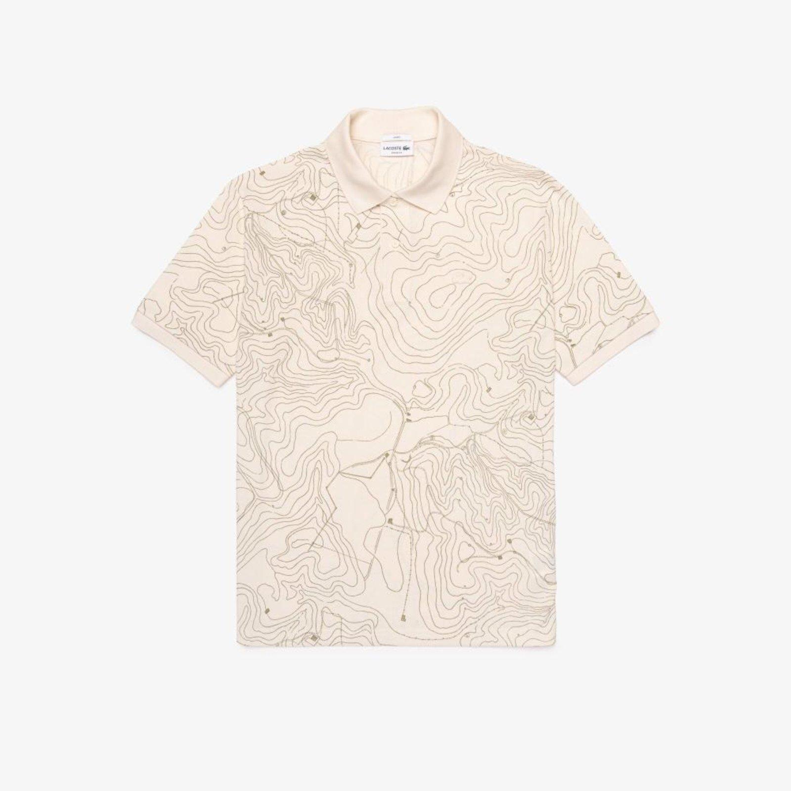 Polo Masculina de Piqué Estampado em Modelagem Solta Branco