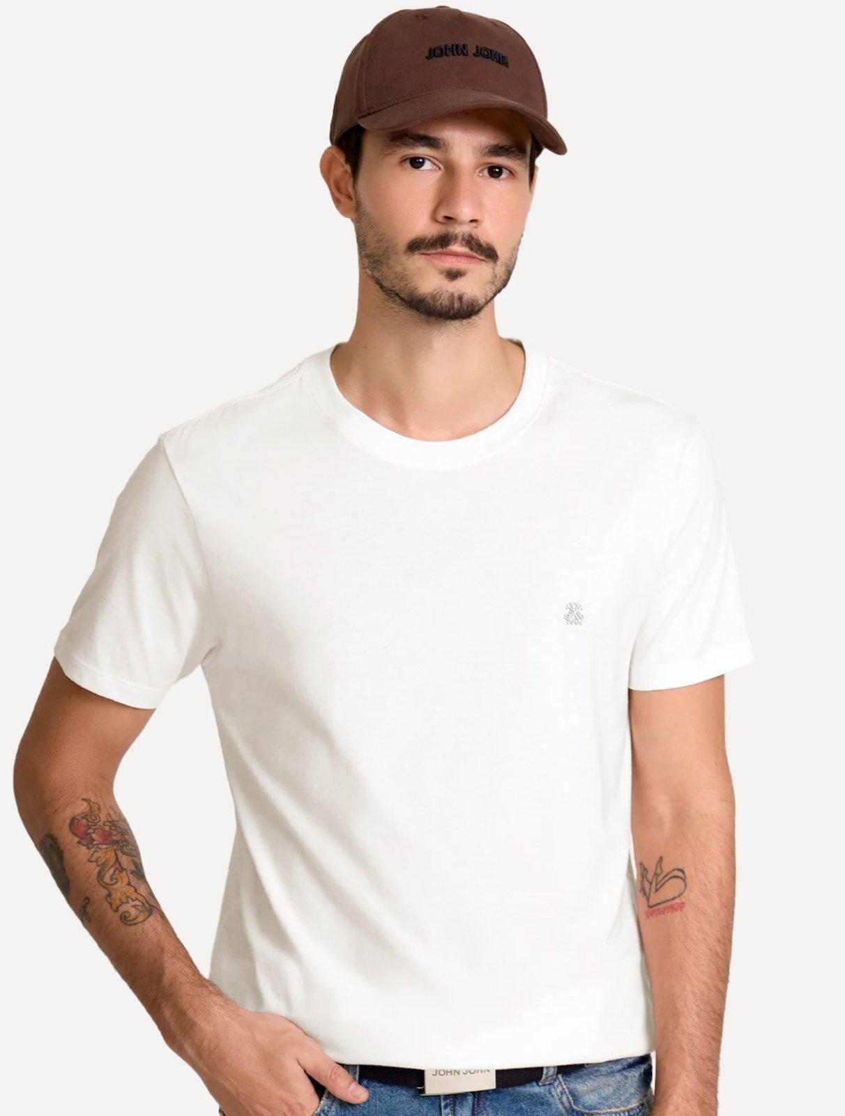 Camiseta John John Slim Fit One Cinza Off-White
