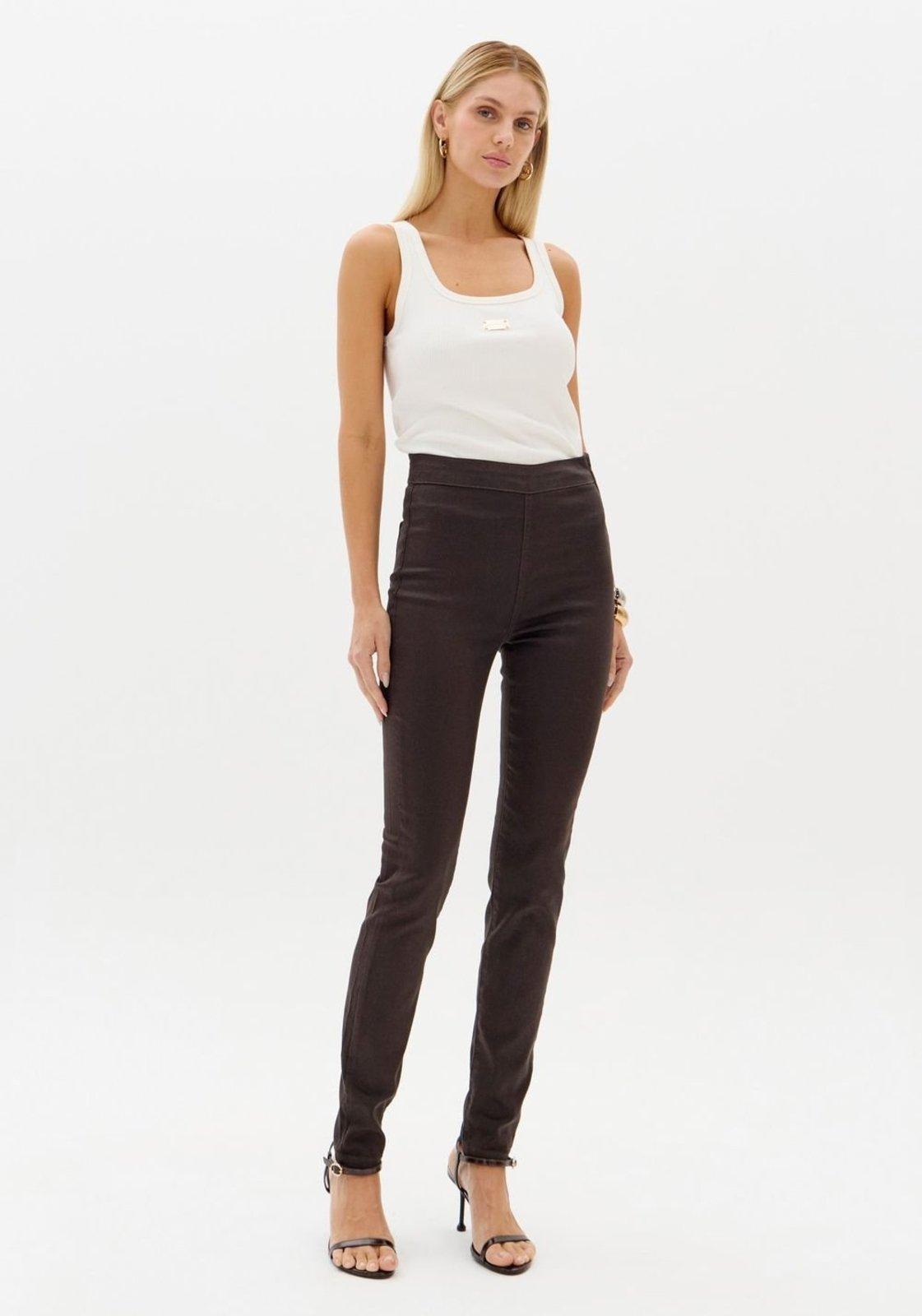 Calça Jegging Sarja Resinada Lança Perfume