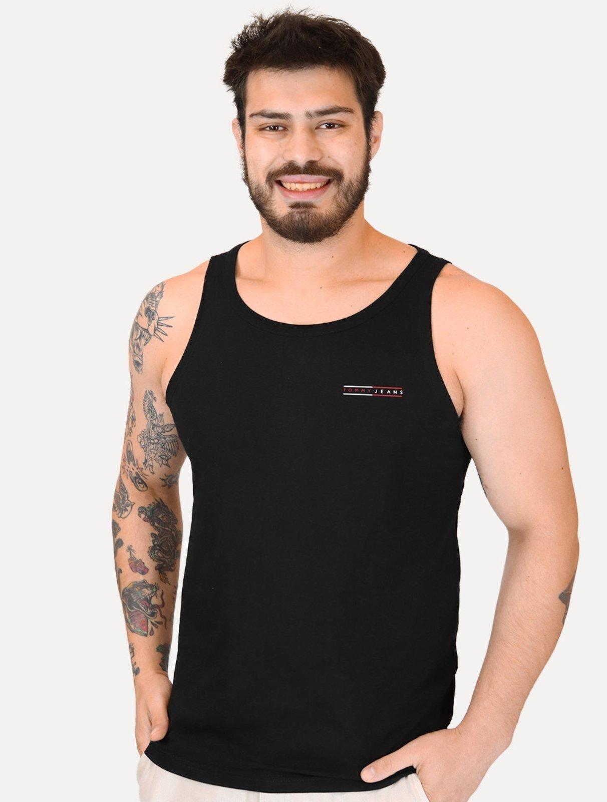 Regata Tommy Jeans Masculina Slim Entry Graphiv Tank Ext Preta