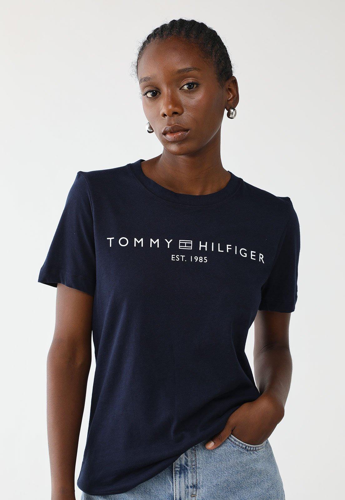 Camiseta Tommy Hilfiger Regular Logo Azul-Marinho