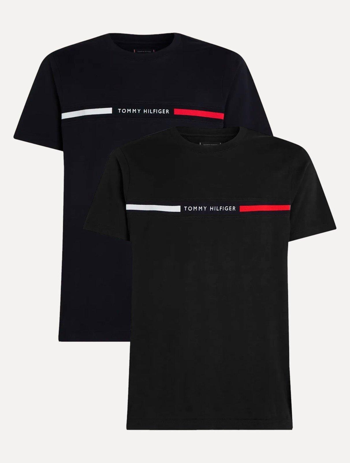 Kit Camisetas Tommy Hilfiger Chest Insert Logo Azul Marinho/Preta 2UN