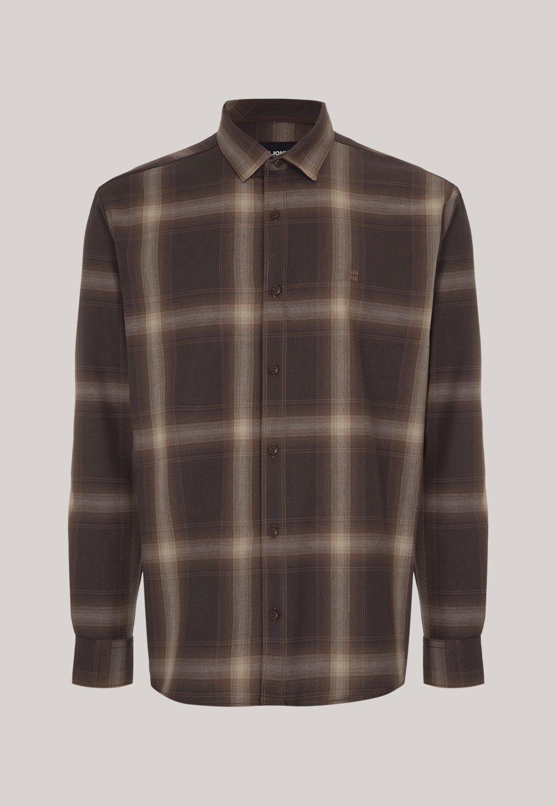 Camisa Masculina John John Xadrez Marrom