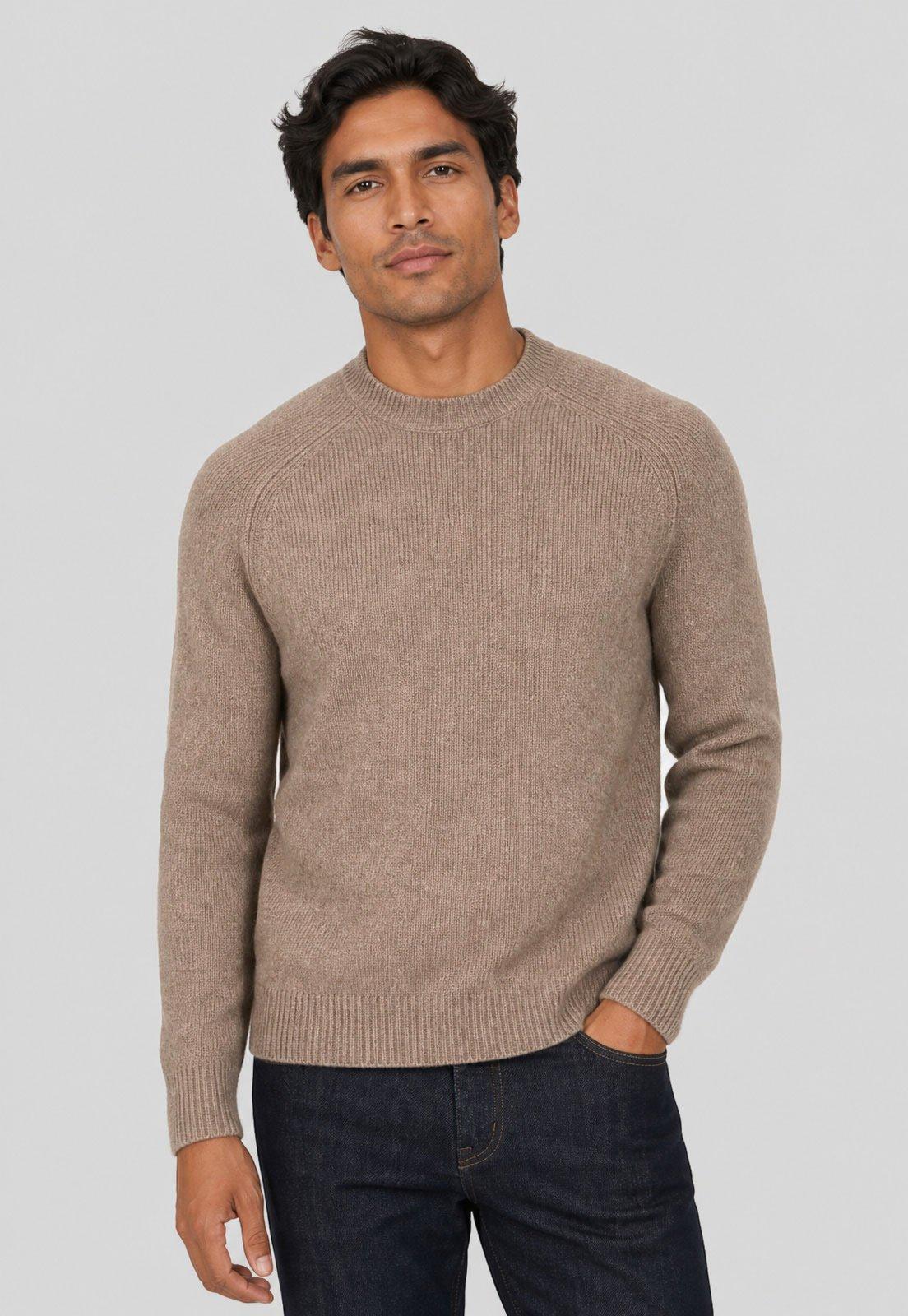 Suéter Masculino Mango Modelagem Regular Bege
