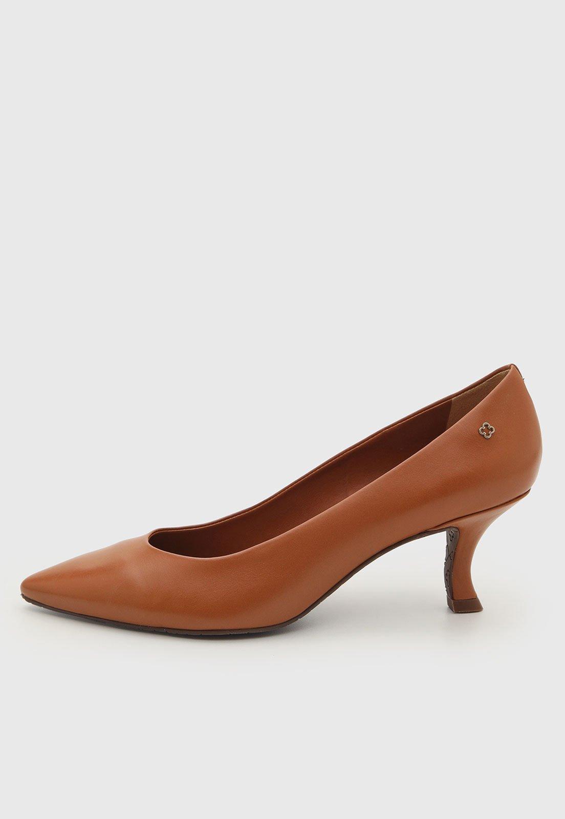 Sapato Feminino Capodarte Couro Bico Fino Marrom