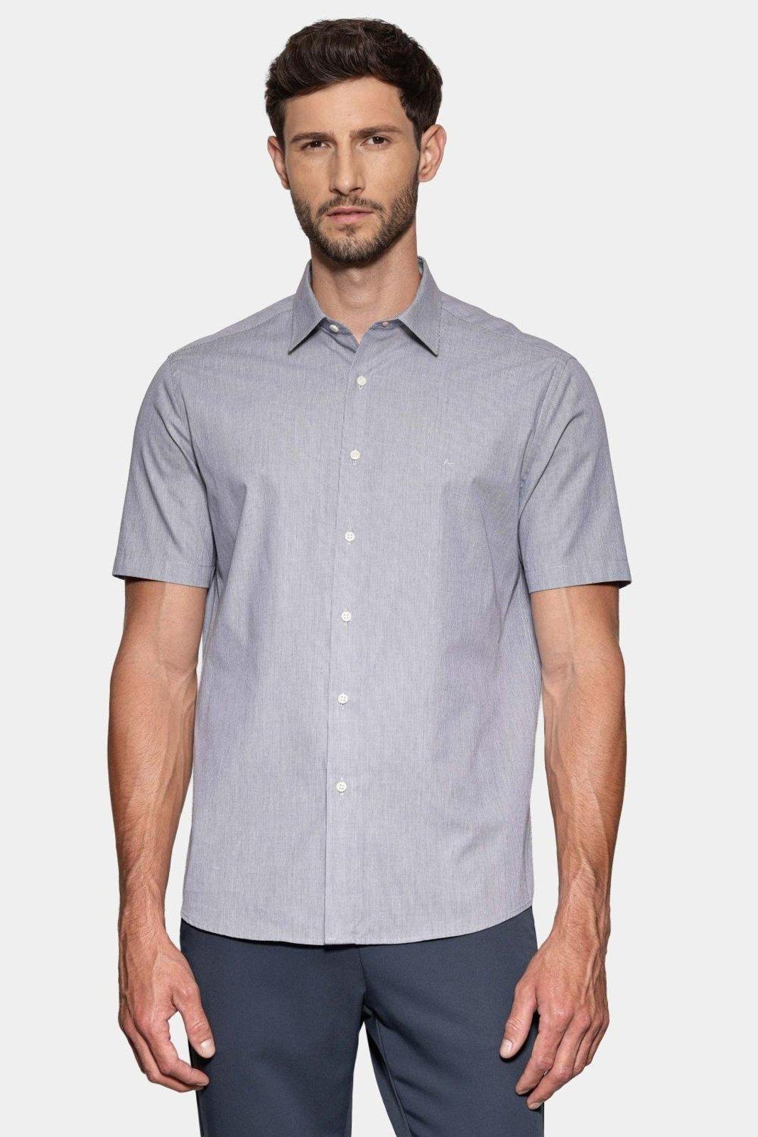 Camisa Aramis Manga Curta Micro Xadrez Azul Com Branco
