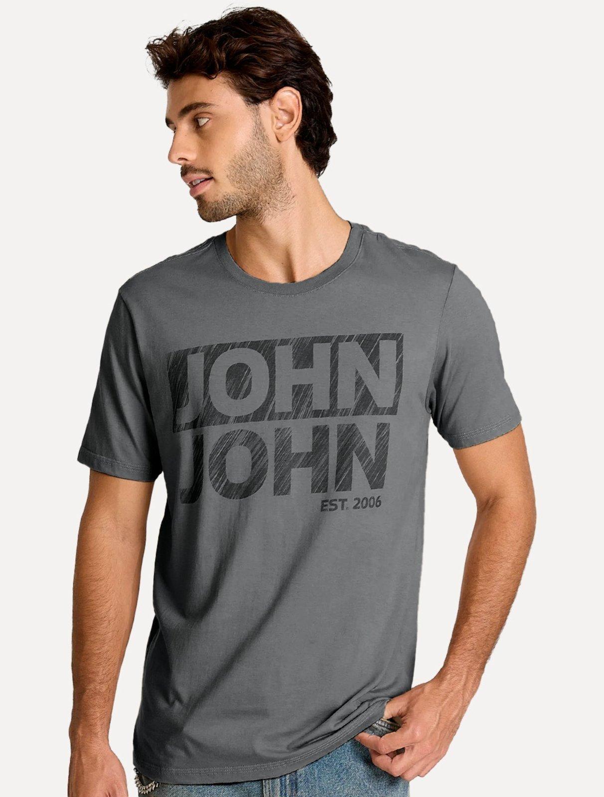 Camiseta John John Masculina Regular Fit Fall Cinza Escuro