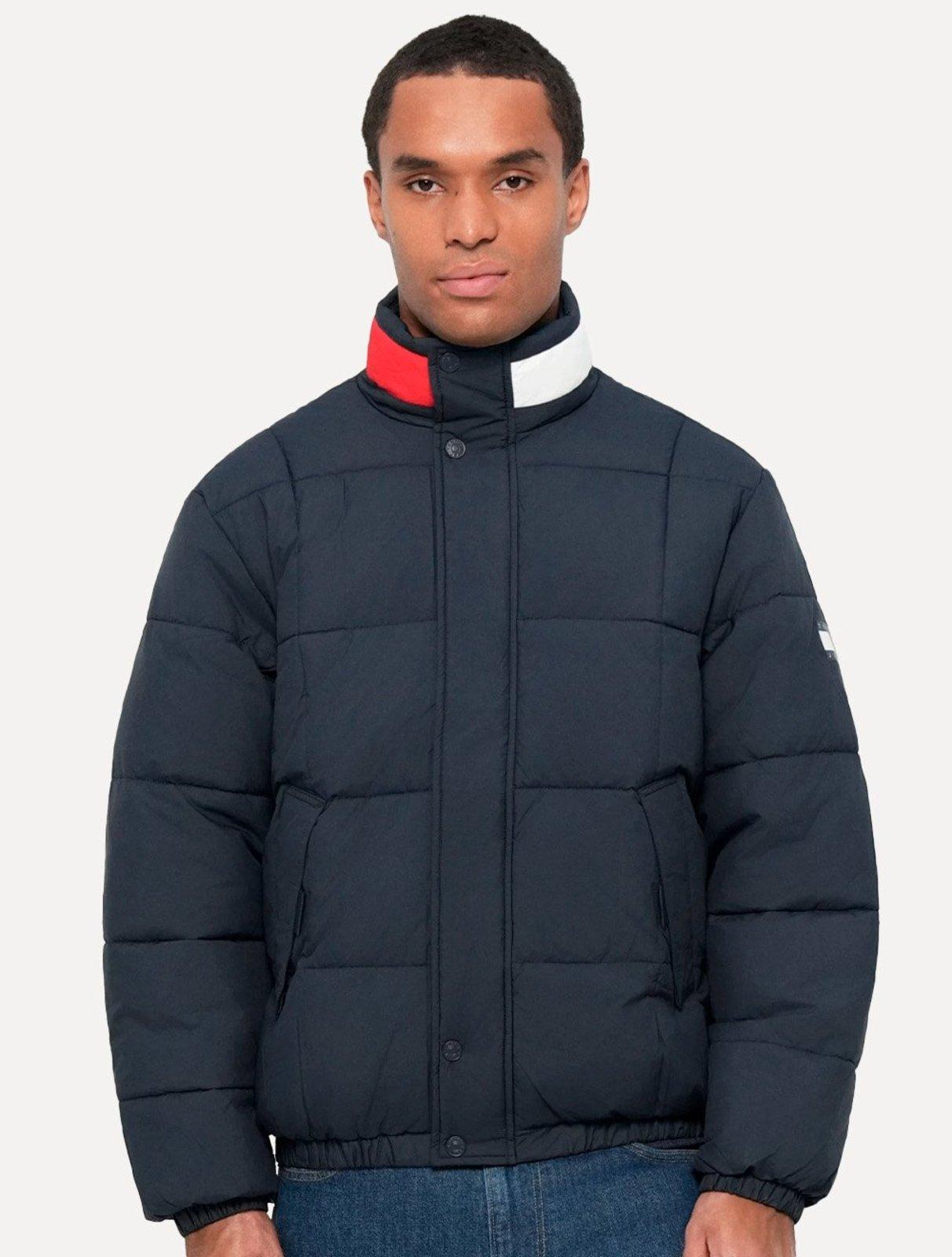 Jaqueta Tommy Hilfiger Masculina Puffer Collar DNA Azul Marinho