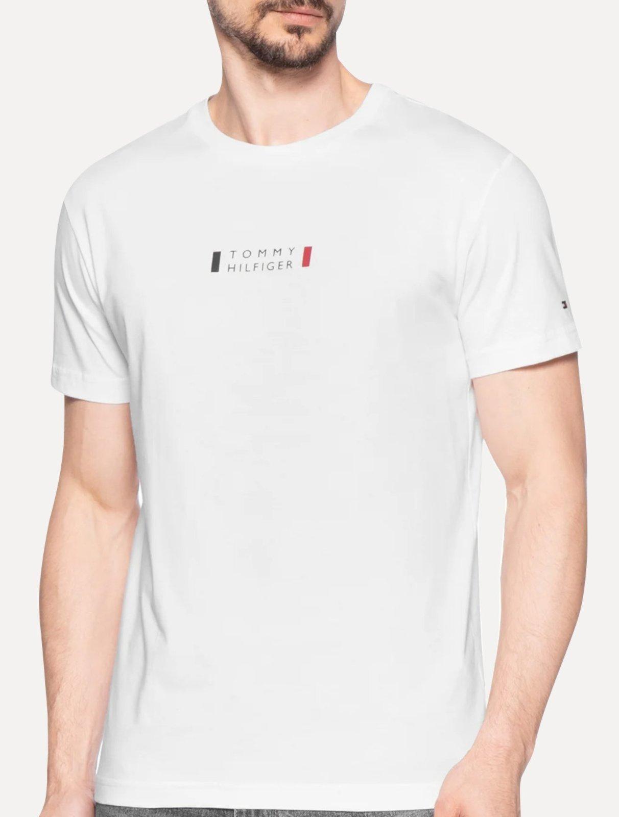 Camiseta Tommy Hilfiger Masculina Stack Center Brand Love Print Branca