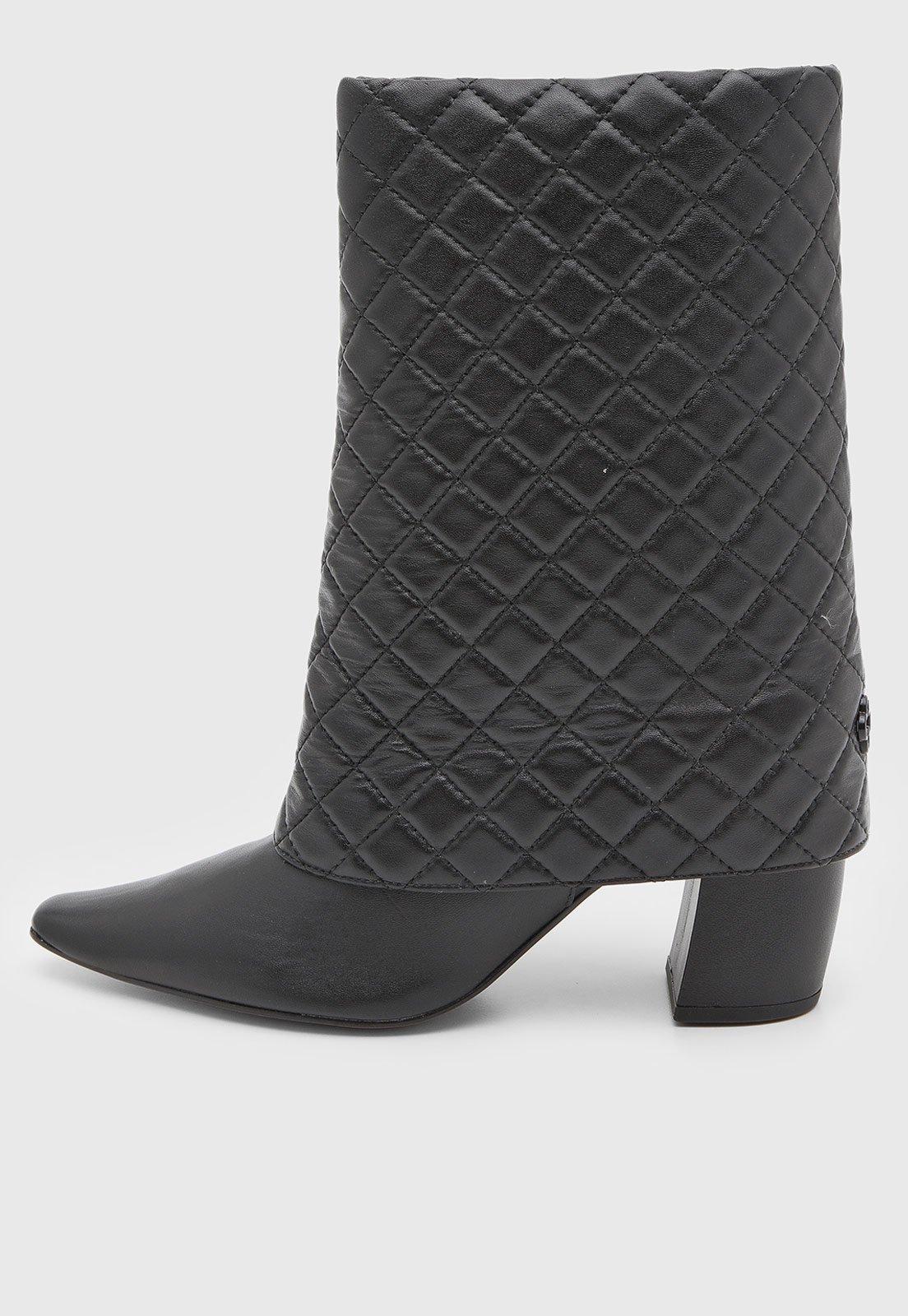 Bota Feminina Capodarte Matelassê Couro Preta