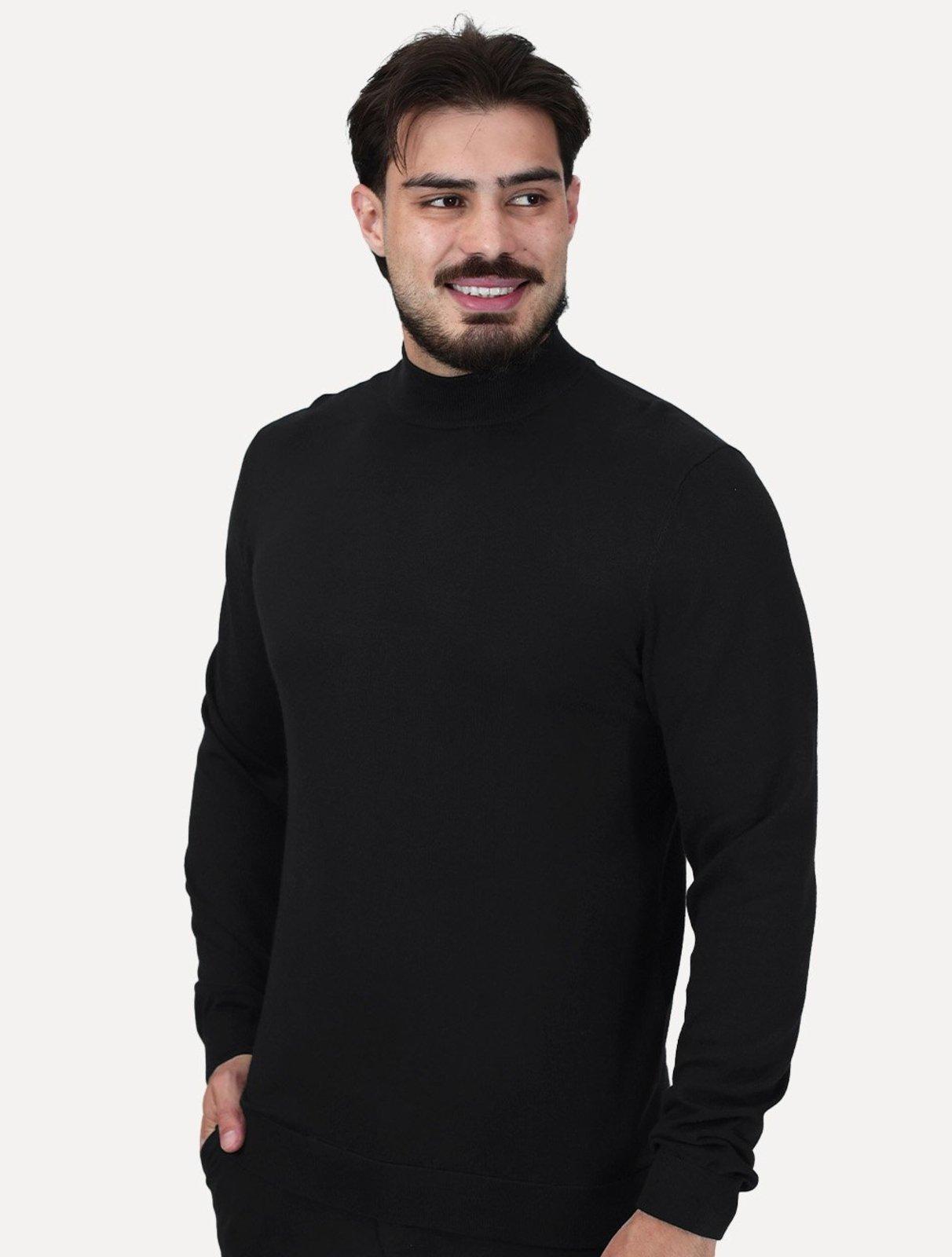 Blusa Aramis Masculina Tricot Gola Careca Viscose Preta