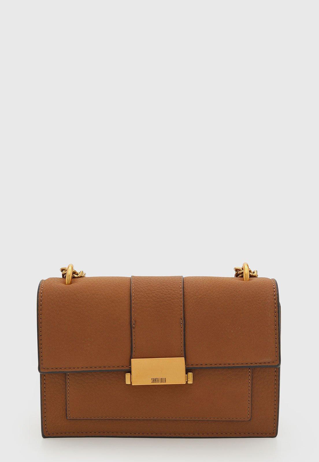 Bolsa Feminina Santa Lolla Retangular Alça Corrente Caramelo