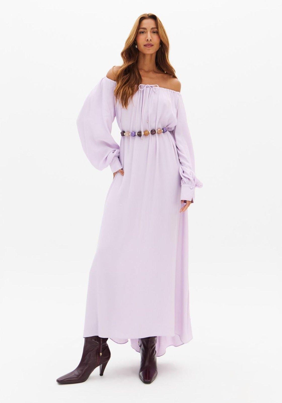 Vestido Super Midi Amplo Com Cinto Lança Perfume