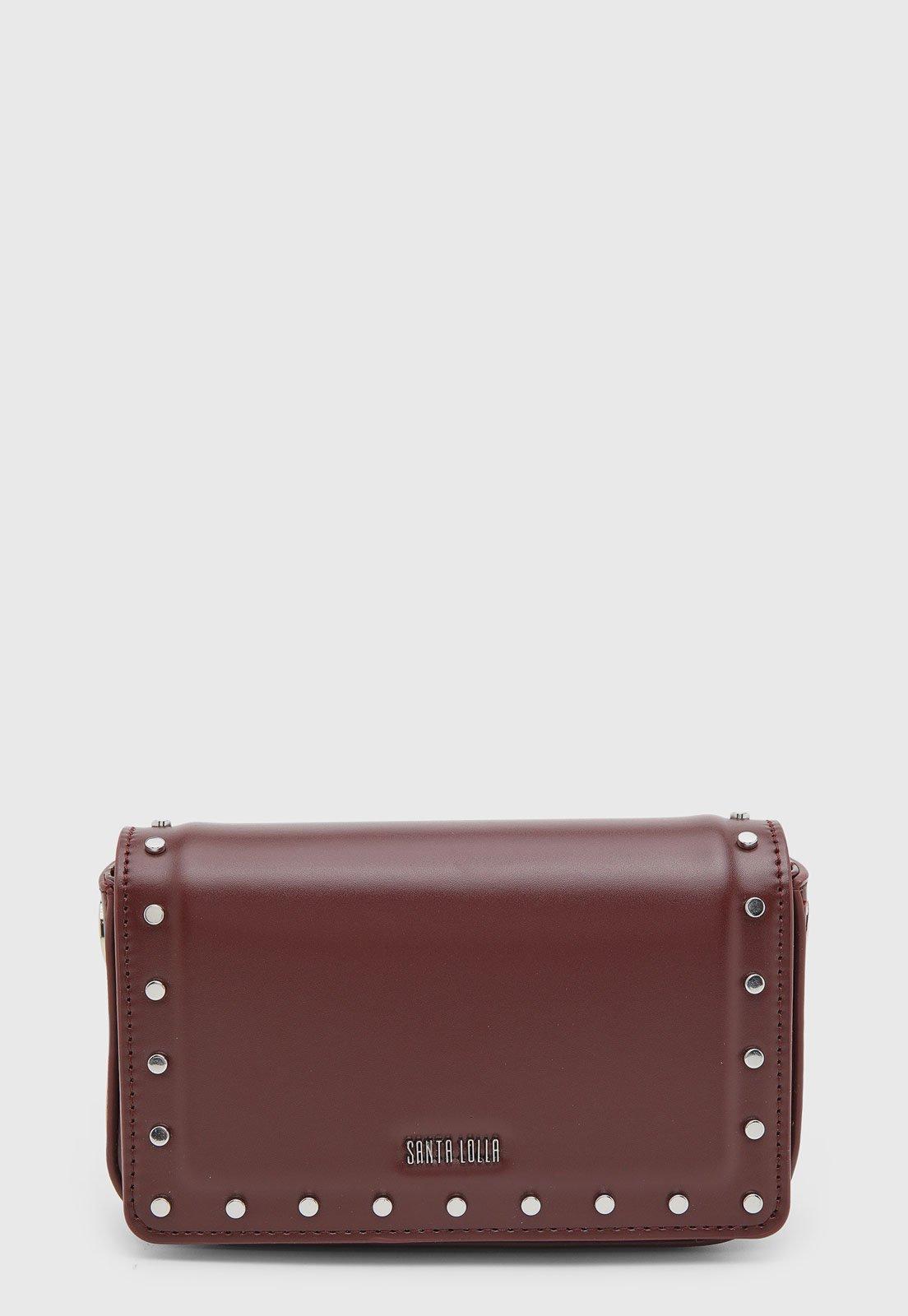 Bolsa Santa Lolla Retangular Tachas Vinho