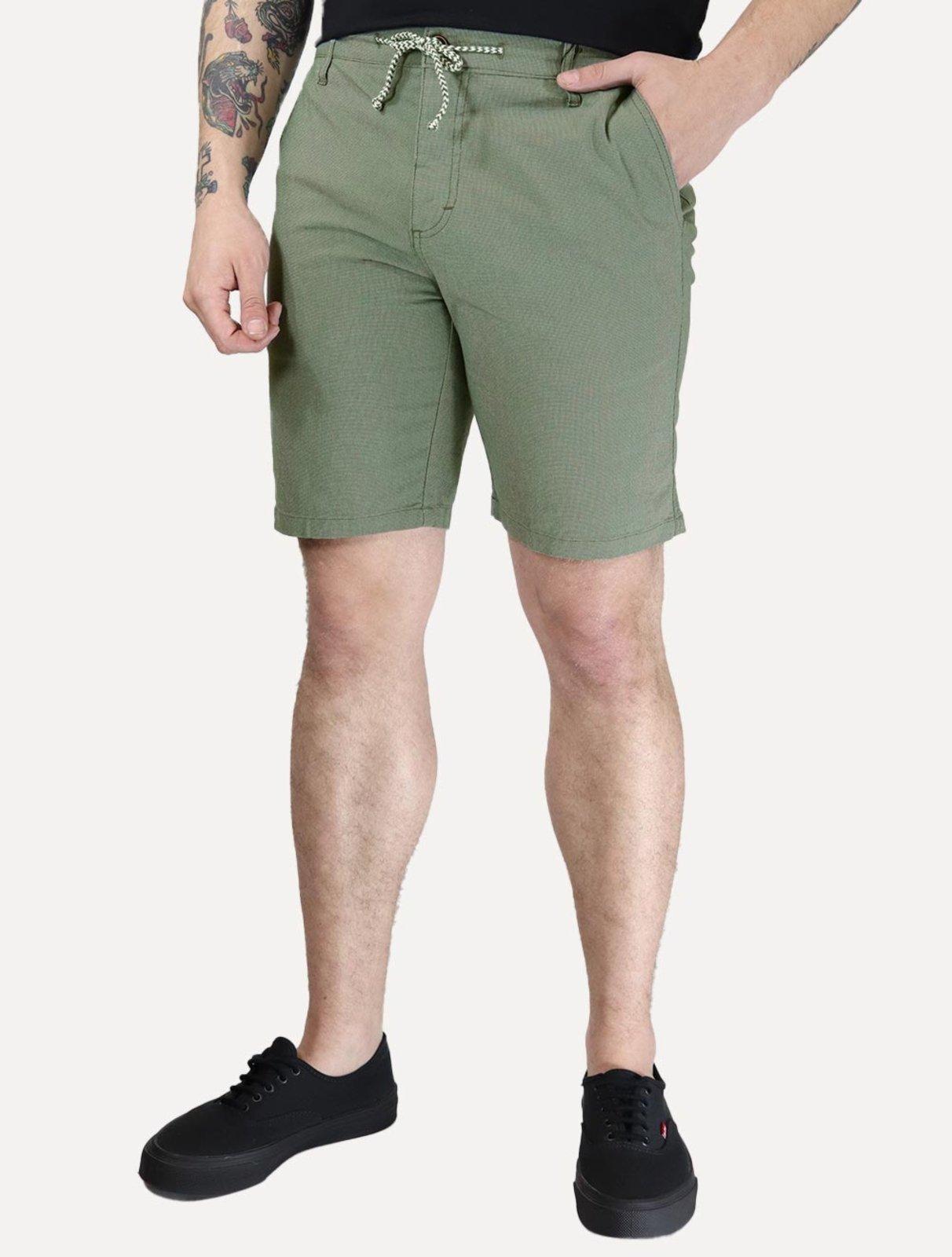 Bermuda Aramis Masculina Chino Cotton Sarja Cadarço Verde Mescla