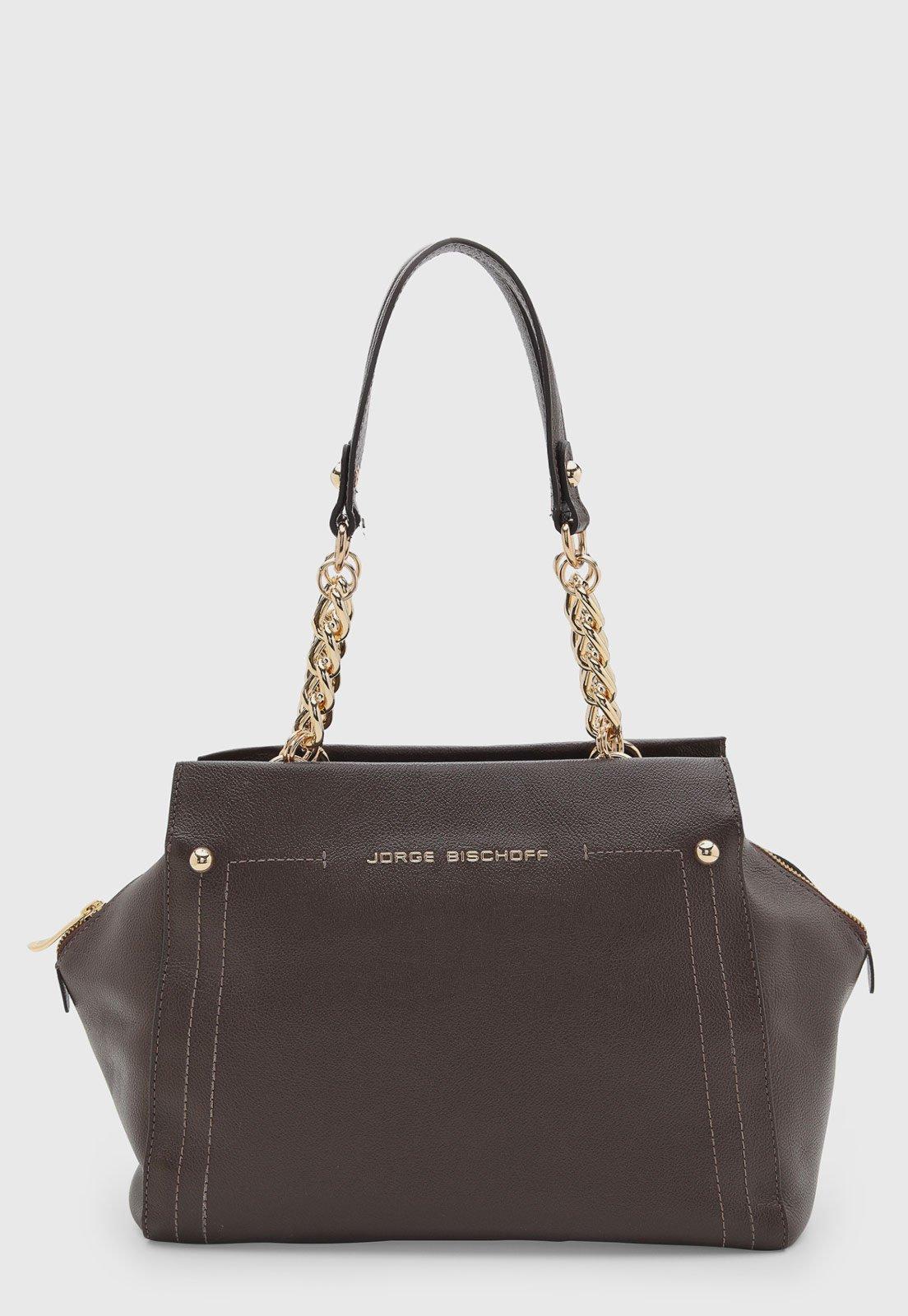 Bolsa Feminina Jorge Bischoff Couro Estruturada Marrom