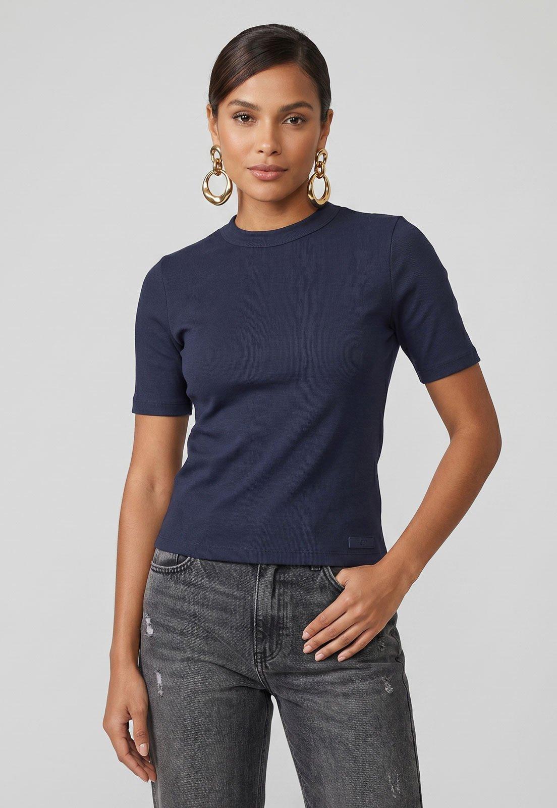 Blusa Feminina Lança Perfume Ajustada Azul Marinho
