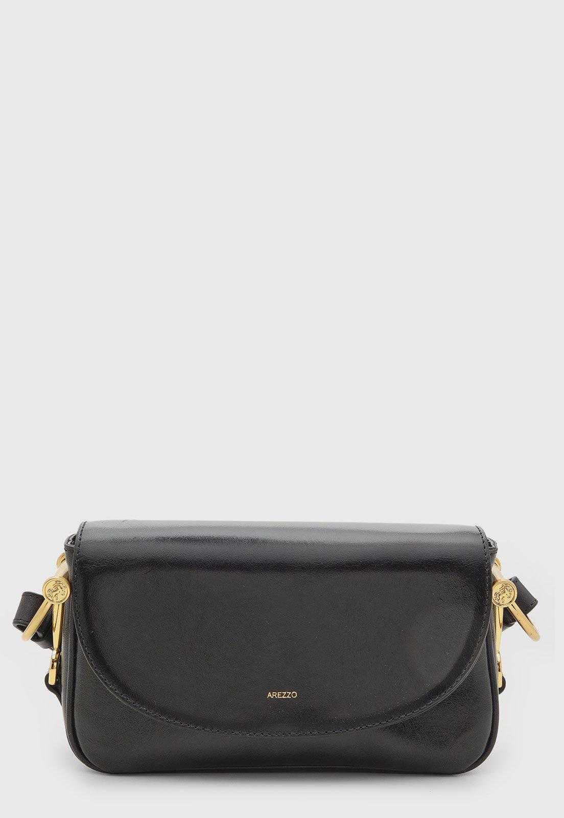 Bolsa Feminina Arezzo Couro Fecho Aba Preta