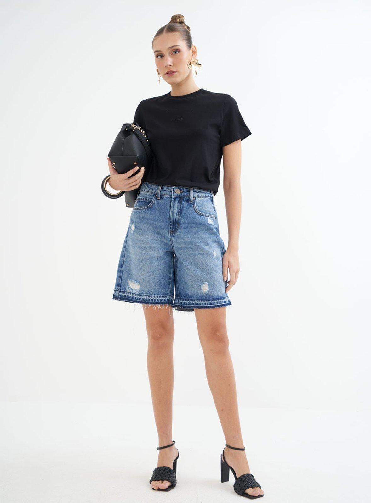 Camiseta Feminina Basic Manga Curta Colcci Preto