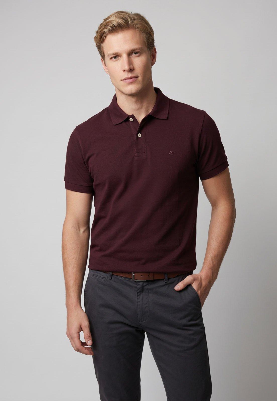 Polo Masculina Aramis Gola Clássica Vinho