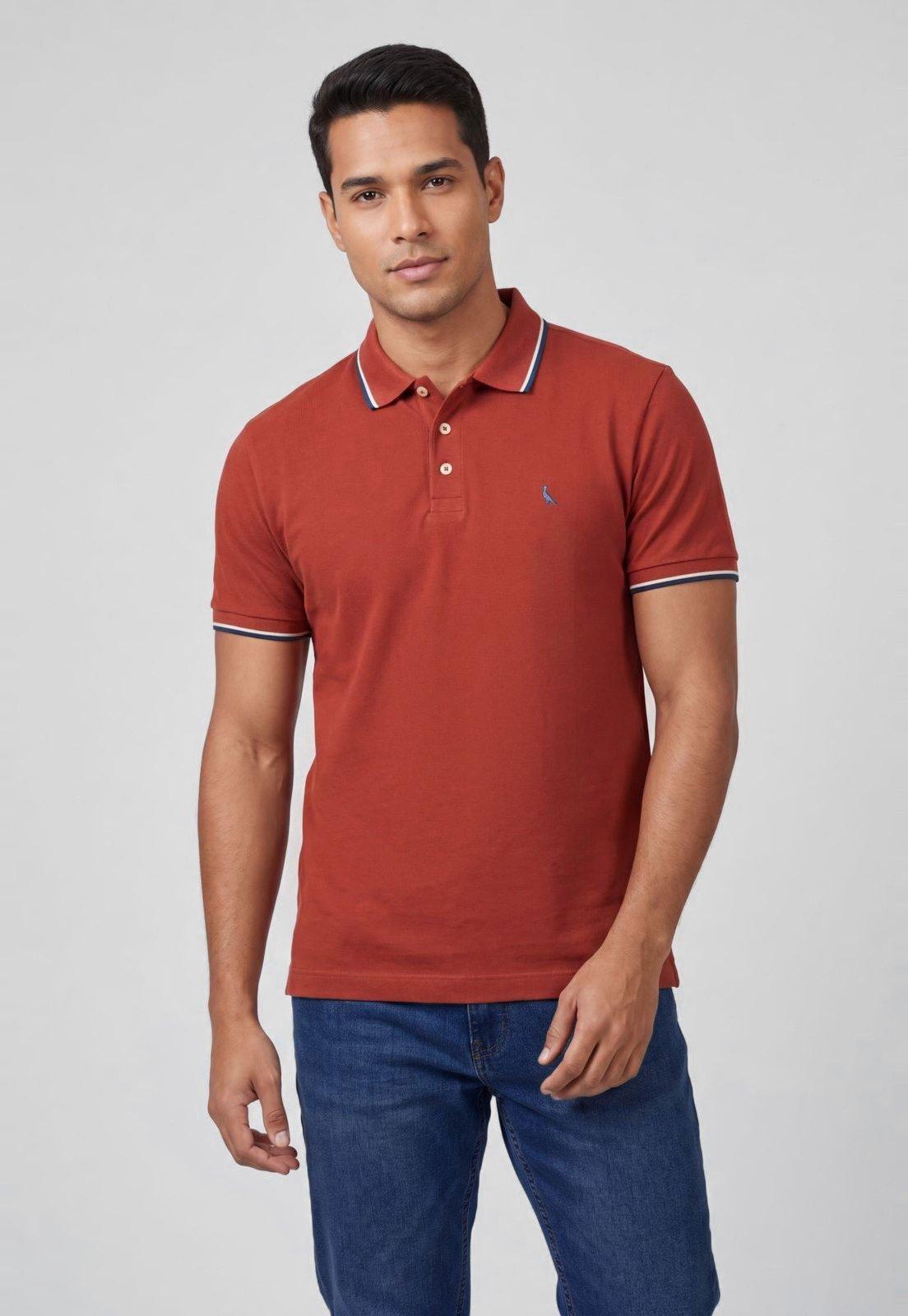 Camisa Polo Masculina Reserva Detalhe Gola Vermelha