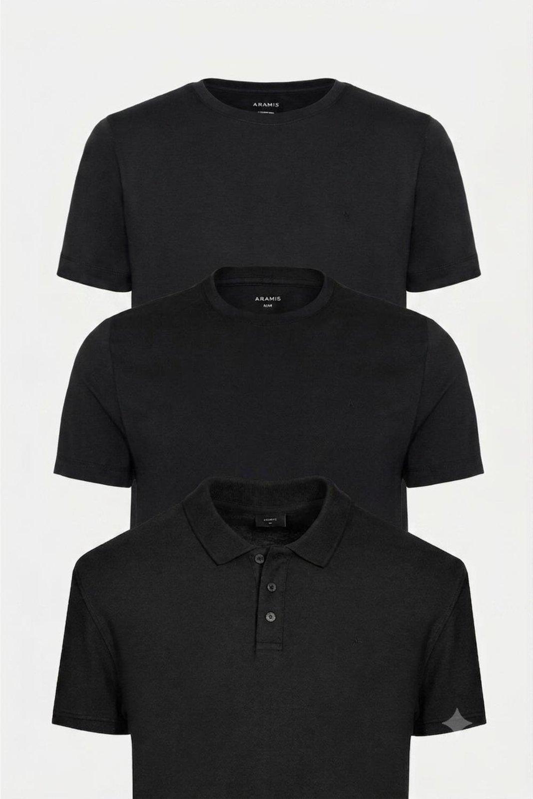Kit Aramis Trio Essencial Preto (Polo + 2 Camisetas)