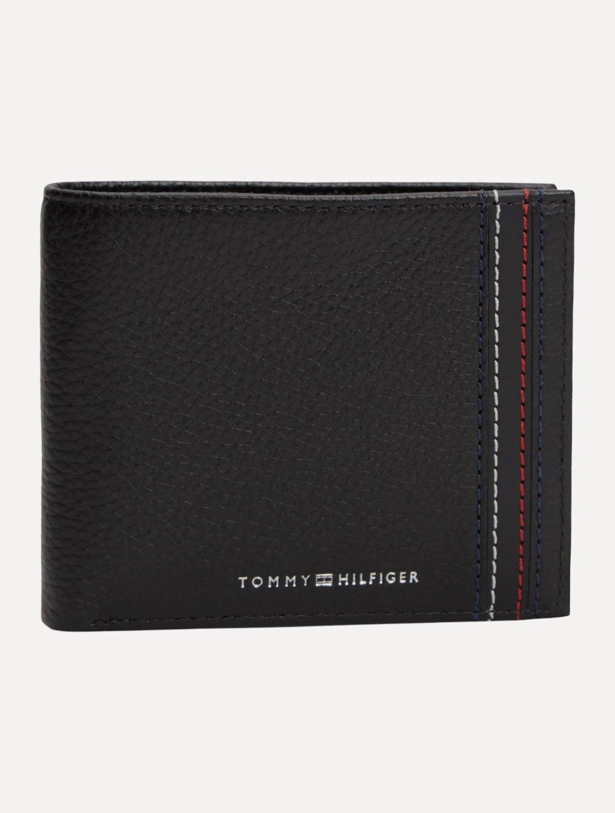 Carteira Tommy Hilfiger Porta Cartão Central Mini CC Wallet Preta