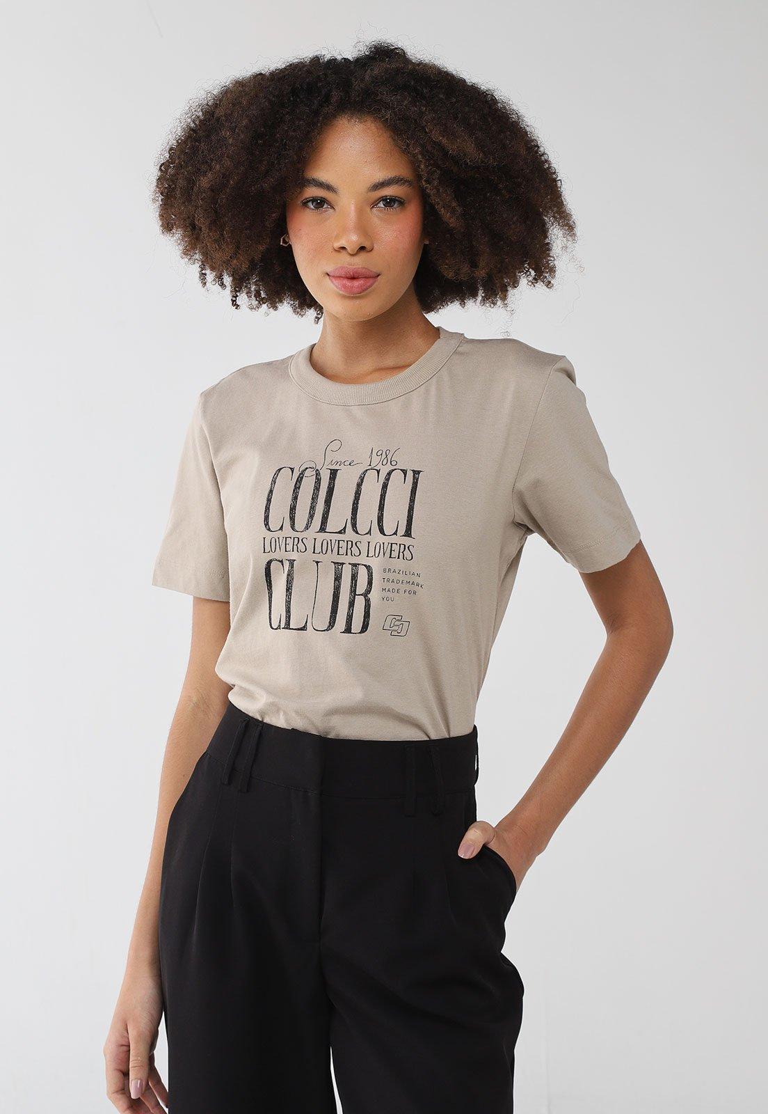 Camiseta Colcci Estampa Lettering Colcci Club Bege