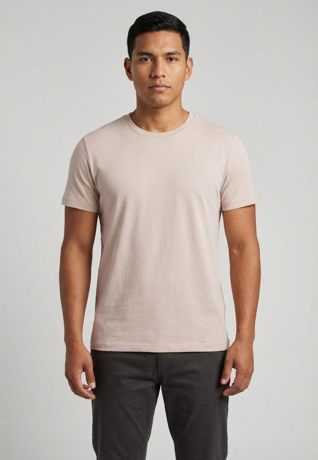 Camiseta Masculina Colcci Gola Redonda Algodão Bege