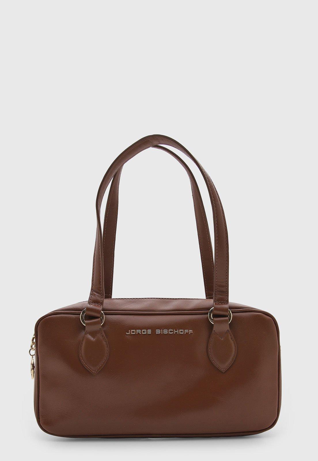 Bolsa Feminina Jorge Bischoff Retangular Couro Marrom