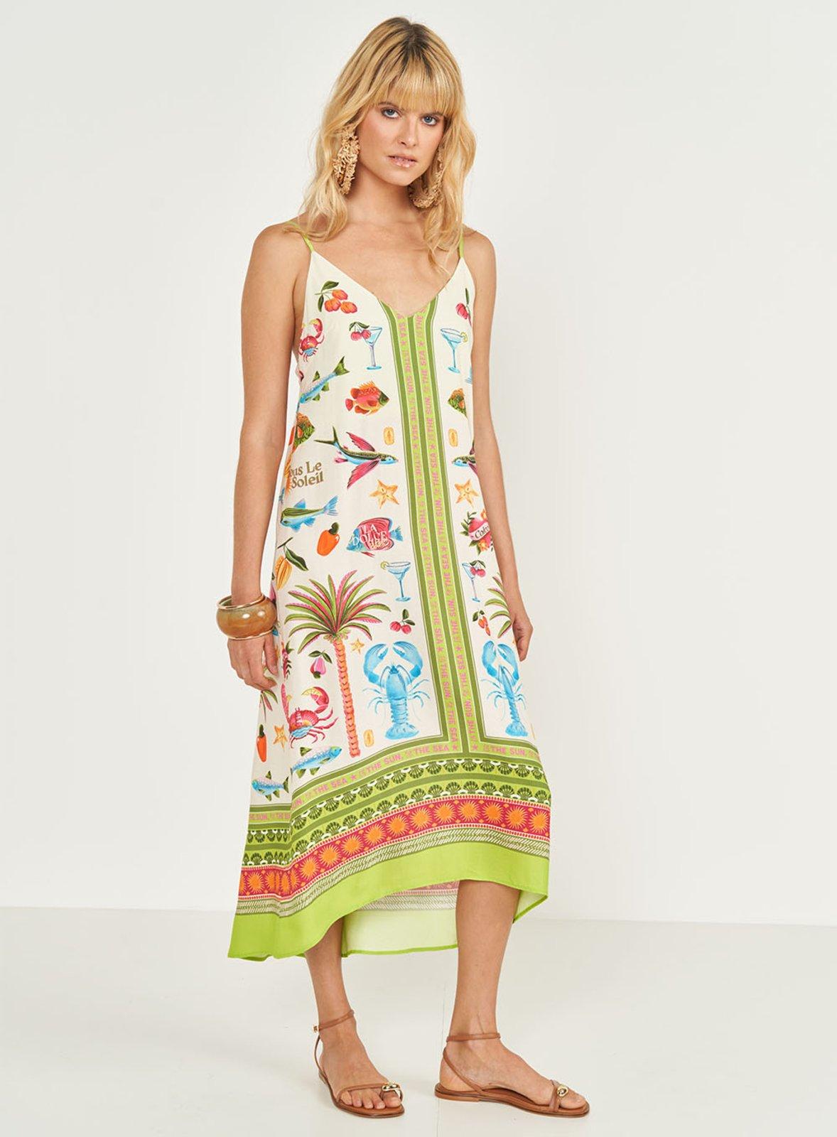 Vestido Amplo Estampado Colcci Fruto e Frut. II Verde