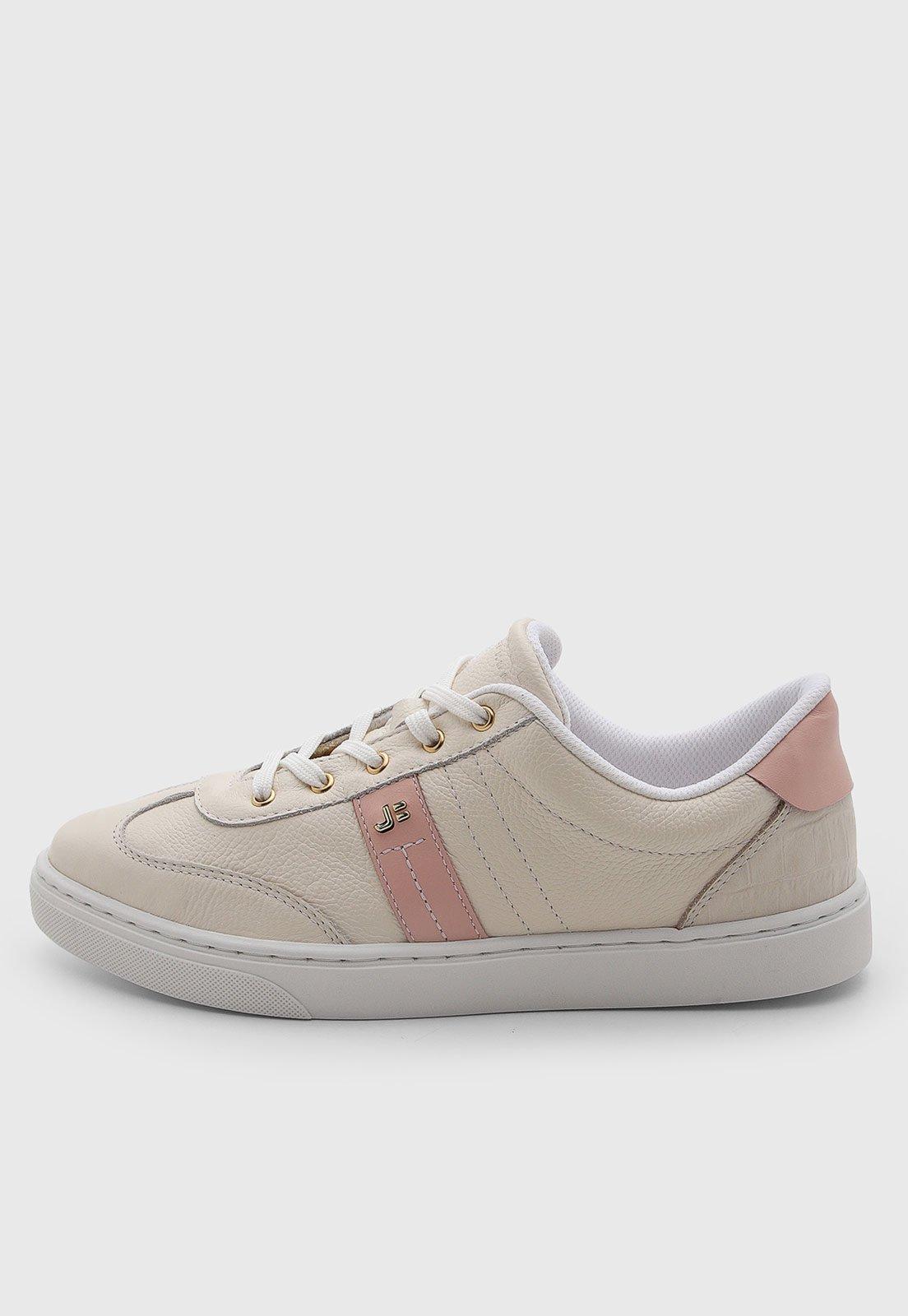 Tênis Feminino Jorge Bischoff Couro Pespontos Off White