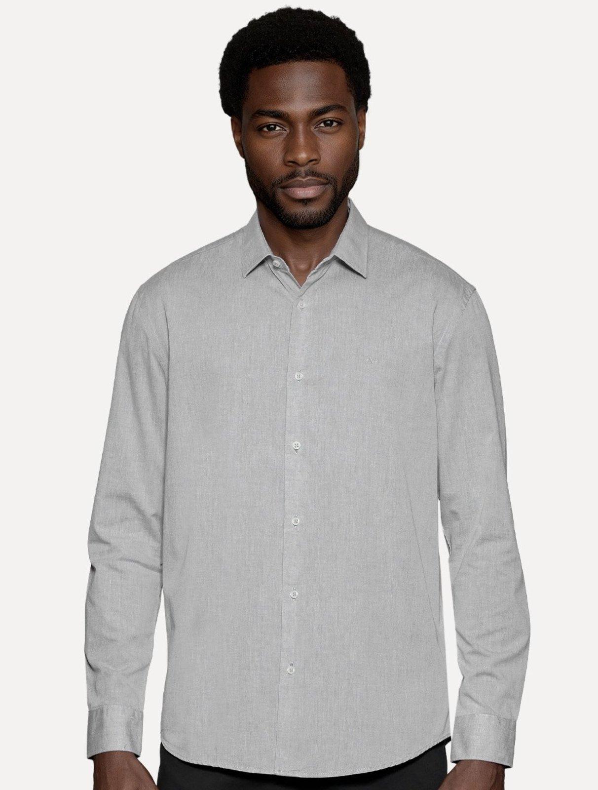 Camisa Aramis Masculina Slim Algodão Willis Chumbo