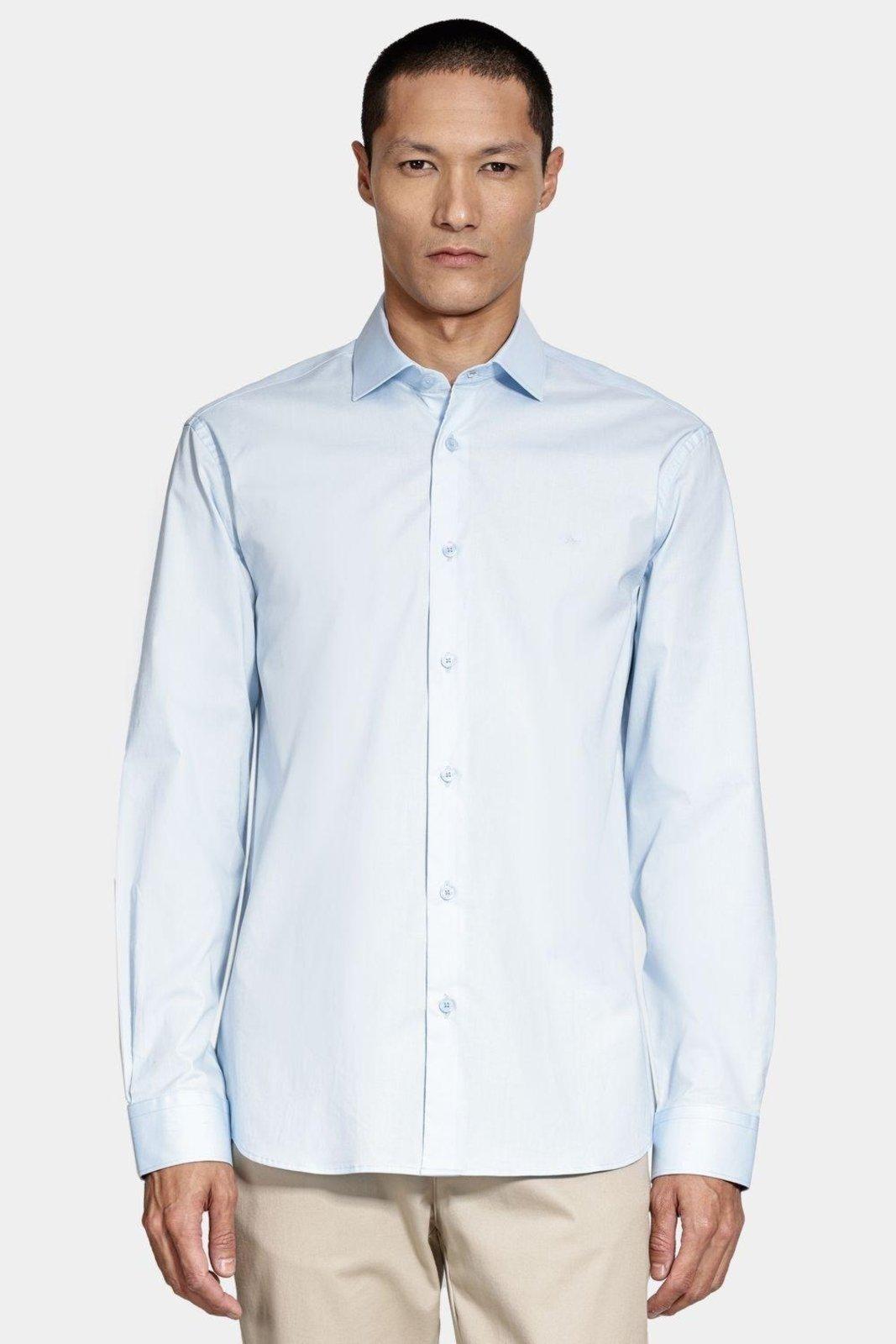 Camisa Aramis Slim Tricoline Algodão Manga Longa Azul