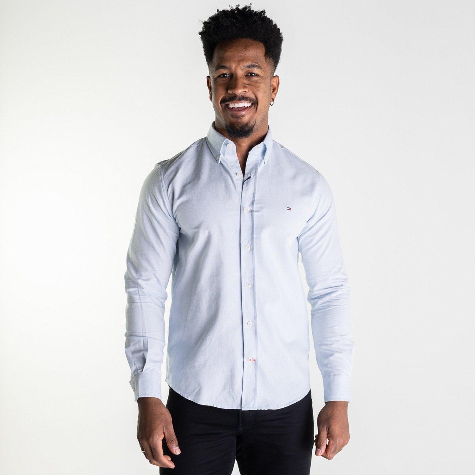 Camisa Tommy Hilfiger Oxford Regular Fit Azul Claro